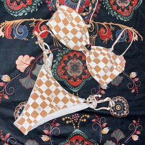 roxy checkered bikini set